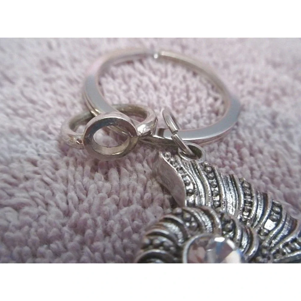Ammonite Keychain Handmade Mollusc Animal Fossil Keyring in Pewter